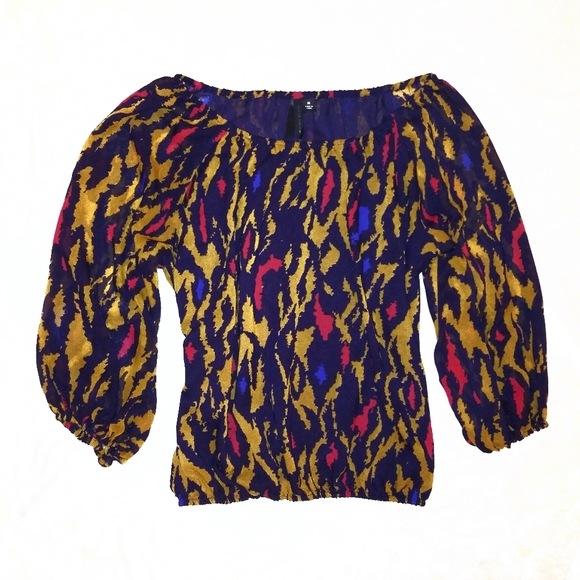 Willi Smith Boho Pattern Peasant Top - Picture 4 of 5